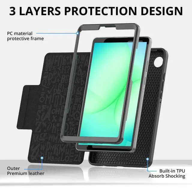 Alt view image 5 of 7 - BONAEVER Case for Samsung Galaxy Tab A11 2025 / A9 2023 8.7 inch with Card Slot, Stylus Pen, Premium PU Leather Business Stand Folio Cover Case Multi-Viewing Angles