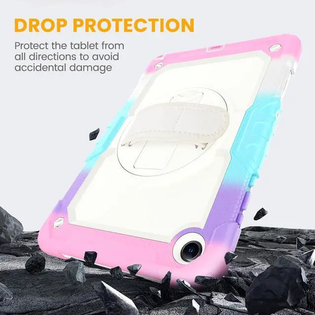 Alt view image 2 of 7 - BONAEVER Case for Samsung Galaxy Tab A11 Plus 2025 / A9 Plus 11 Inch 2023, Galaxy Tab A11+ / A9+ Full-Body Drop Protection Case with Screen Protector, 360° Rotating Stand & Hand/Shoulder Strap Rainbow