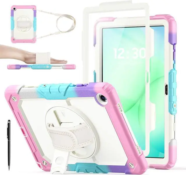 Main image of BONAEVER Case for Samsung Galaxy Tab A11 Plus 2025 / A9 Plus 11 Inch 2023, Galaxy Tab A11+ / A9+ Full-Body Drop Protection Case with Screen Protector, 360° Rotating Stand & Hand/Shoulder Strap Rainbow