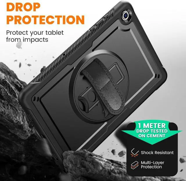 Alt view image 5 of 7 - Case for Samsung Galaxy Tab A11 Plus / A9 Plus 2025 2023 with Screen Protector, Hand/Shoulder Strap & 360° Rotate Stand, Pencil Holder, Full-Body Drop Protection for Tab A11+/A9+ 11 Inch Tablet, Black