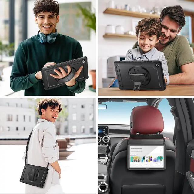 Alt view image 6 of 7 - Case for Samsung Galaxy Tab A11 Plus / A9 Plus 2025 2023 with Screen Protector, Hand/Shoulder Strap & 360° Rotate Stand, Pencil Holder, Full-Body Drop Protection for Tab A11+/A9+ 11 Inch Tablet, Black