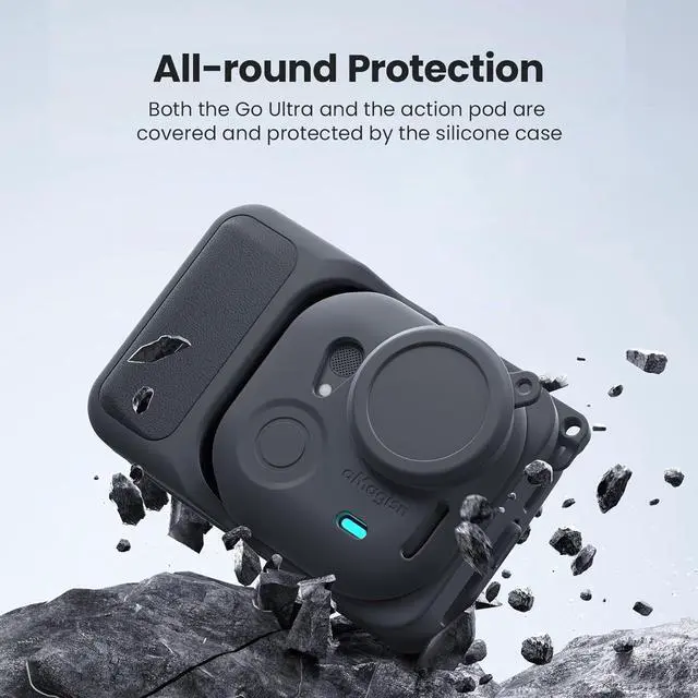 Alt view image 2 of 7 - Silicon Rubber Protective Case + Screen Protector + Lens Protector for Insta 360 GO Ultra, Scratch Resistant Tempered Glass Film 9H Hardness Guard Touch Sensitive Easy Installation Accessories Kit