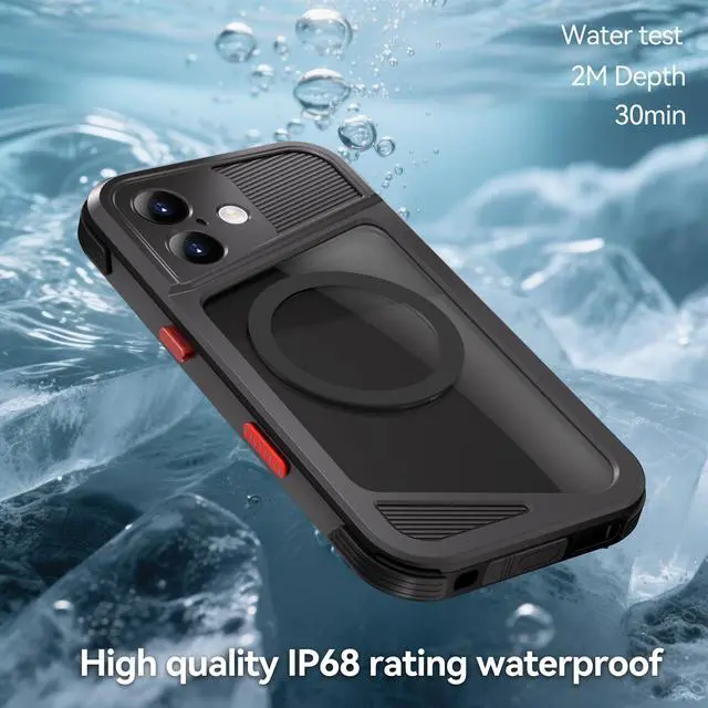 Alt view image 3 of 7 - BONAEVER Magnetic Waterproof Case for iPhone 17, Built-in Screen & Camera Protector IP68 Underwater Full Body 16FT Military Dropproof Shockproof Case for iPhone 17 6.3"