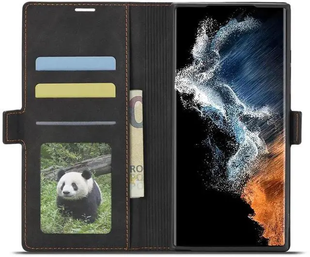 Alt view image 3 of 7 - BONAEVER Case for Samsung Galaxy S26 Ultra Premium PU Leather Phone Cover with Card Holder Stand, Shockproof Flip Wallet Cover