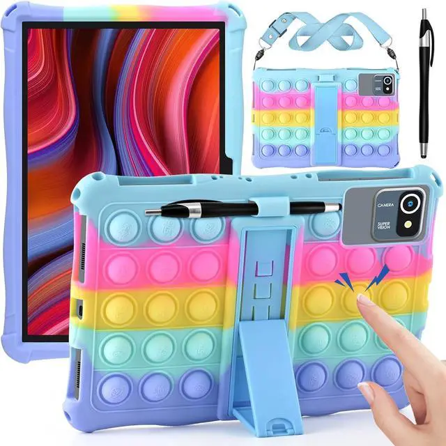 Main image of BONAEVER Silicone Case for 11 inch Tablet COLORROOM Android 14, AOCWEI X800, with Shoulder Strap and Stylus Pen, Multi-Angle Protective Cover for TECLAST P50, Xgody Q16