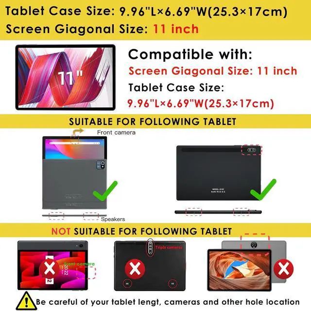 Alt view image 2 of 7 - BONAEVER Silicone Case for 11 inch Tablet COLORROOM Android 14, AOCWEI X800, with Shoulder Strap and Stylus Pen, Multi-Angle Protective Cover for TECLAST P50, Xgody Q16
