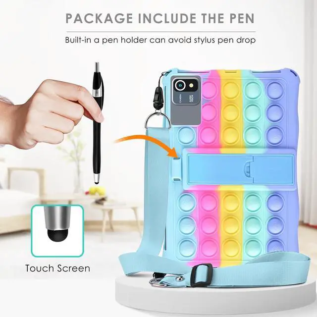 Alt view image 6 of 7 - BONAEVER Silicone Case for 11 inch Tablet COLORROOM Android 14, AOCWEI X800, with Shoulder Strap and Stylus Pen, Multi-Angle Protective Cover for TECLAST P50, Xgody Q16