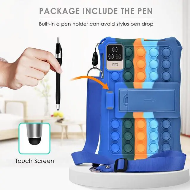 Alt view image 4 of 7 - Silicone Case for DOOGEE T20 Mini Pro/T20 Mini, ALLDOCUBE iPlay 60 Mini Pro/iPlay 50 Mini/iPlay 50 Mini Pro/iPlay 50 Mini Pro NFE, TCL TAB 8 9132 9137, Onn 8 inch 2024 with Stand, Shoulder Strap, Pen