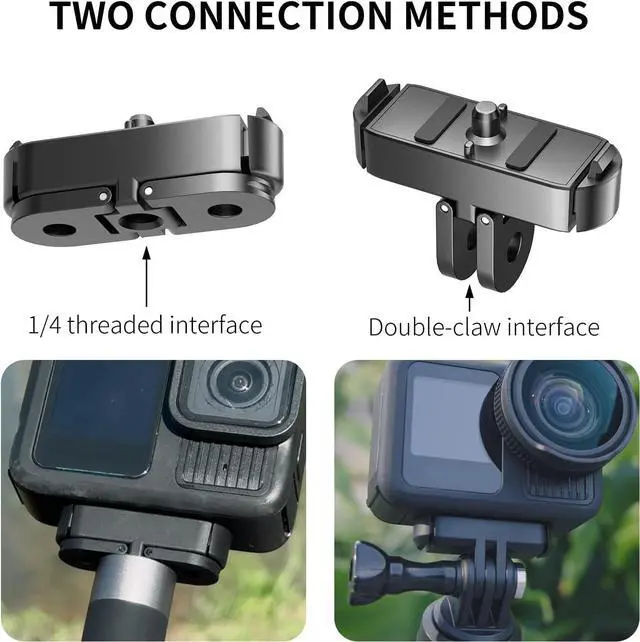 Alt view image 4 of 6 - Magnetic Adapter Mount for GoPro Hero 13, Quick Release Mount Aluminum Magnetic Latch with 1/4" Screw,Dual-Claws Interface, Compatible with GoPro 13 Camera Conversion Adapter Accessories