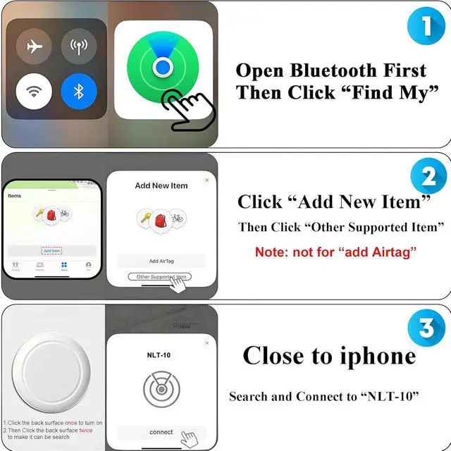 Alt view image 7 of 7 - Air Tracker Tags - 2 Pack, Bluetooth Tracker for iPhone ipad Find My(iOS Only),Key Item Finder Locator with Sound, Smart Luggage Tag for Suitcases Keys/Bags/Pets/Wallet/Backpack,Battery Replaceable