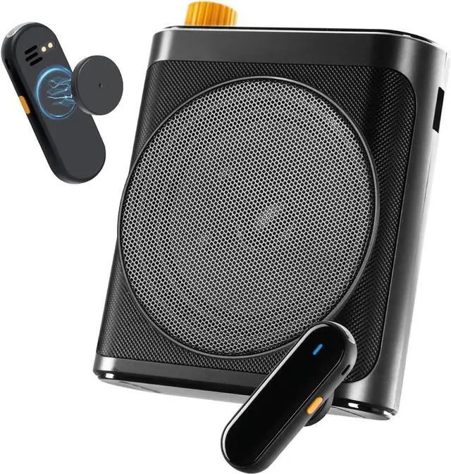 Main image of 15W Wireless Voice Amplifier with 2 Magnetic Lavalier Mics & Noise Reduction - Bluetooth 5.3 PA System for Teachers, Tour Guide, Yoga - 15H Rechargeable Battery, Waist-Mount Design (White) Black