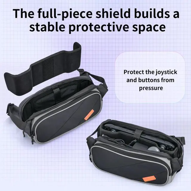 Alt view image 2 of 7 - Sling Carrying Bag for Switch 2/ROG Ally/Steam Deck, Waterproof Shoulder Bag with Compartments, Lightweight Carrying Case for Game Console, Accessories Storage