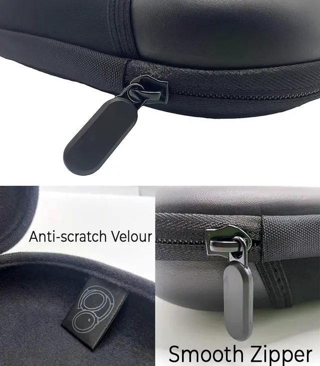 Alt view image 4 of 6 - BONAEVER Headphones Case Compatible with Bose QC45/QC35/QC25/QC15/Ultra Gaming Headset, PU Hard Shell Travel Case with Cable Storage, Black