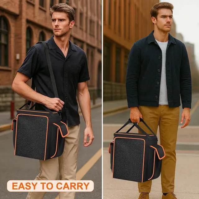 Alt view image 6 of 7 - Carrying Case for JBL Partybox Encore Essential/Essential 2 Speaker, Portable Bluetooth Speaker Holder Bag with 2 Pockets for PartyBox Microphones, Charger, Cable and Accessories (Box Only) -Black