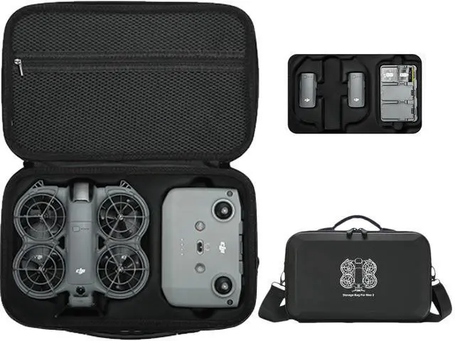 Main image of BONAEVER Carrying Case for DJI Neo 2, PU Hard Shell with Shoulder Strap, Compatible with DJI Neo 2 and Drone Accessories, Soft Lining, with Mesh Pocket,Black