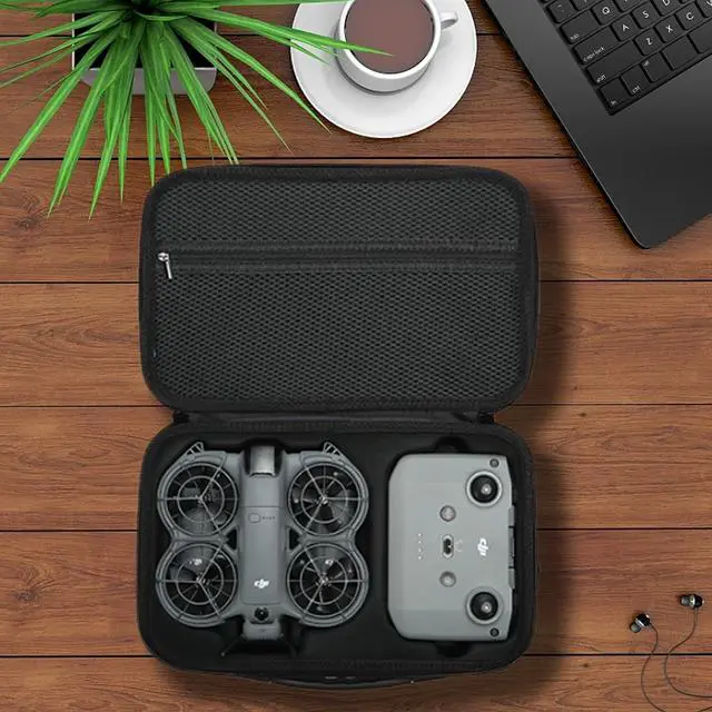 Alt view image 7 of 7 - BONAEVER Carrying Case for DJI Neo 2, PU Hard Shell with Shoulder Strap, Compatible with DJI Neo 2 and Drone Accessories, Soft Lining, with Mesh Pocket,Black