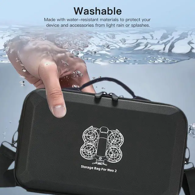 Alt view image 4 of 7 - BONAEVER Carrying Case for DJI Neo 2, PU Hard Shell with Shoulder Strap, Compatible with DJI Neo 2 and Drone Accessories, Soft Lining, with Mesh Pocket,Black