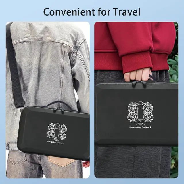 Alt view image 6 of 7 - BONAEVER Carrying Case for DJI Neo 2, PU Hard Shell with Shoulder Strap, Compatible with DJI Neo 2 and Drone Accessories, Soft Lining, with Mesh Pocket,Black