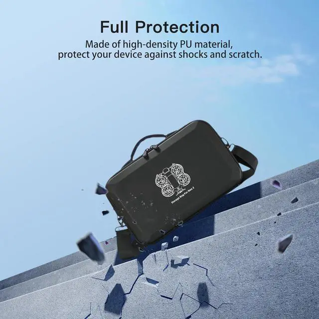 Alt view image 5 of 7 - BONAEVER Carrying Case for DJI Neo 2, PU Hard Shell with Shoulder Strap, Compatible with DJI Neo 2 and Drone Accessories, Soft Lining, with Mesh Pocket,Black