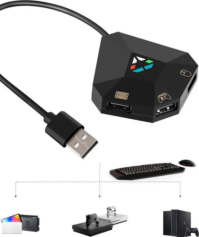 Main image of Keyboard and Mouse Adapter for Nintendo Switch, Switch Keyboard Adapter for Playing Fortnite, Apex, FPS, RTS, Plug and Play Mouse Converter for Xbox One/PS4 Support Custom Key Mapping