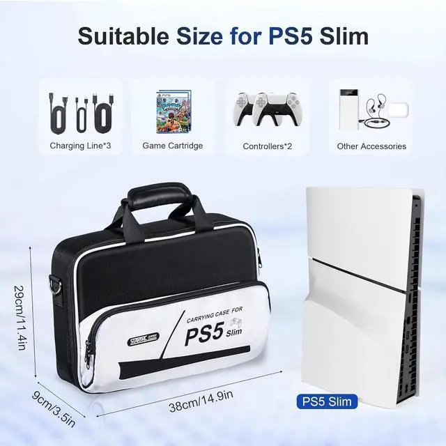 Alt view image 2 of 7 - BONAEVER Carrying Case for PS5 Slim, Travel Case for PlayStation 5 Slim Protective, Large Capacity Storage Bag Compatible with PS5 Slim