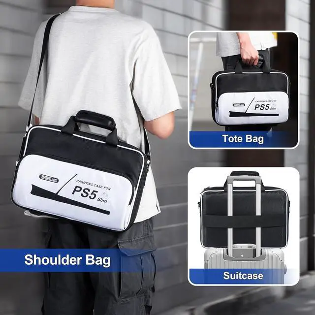 Alt view image 6 of 7 - BONAEVER Carrying Case for PS5 Slim, Travel Case for PlayStation 5 Slim Protective, Large Capacity Storage Bag Compatible with PS5 Slim