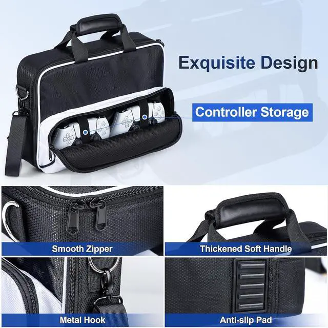 Alt view image 5 of 7 - BONAEVER Carrying Case for PS5 Slim, Travel Case for PlayStation 5 Slim Protective, Large Capacity Storage Bag Compatible with PS5 Slim