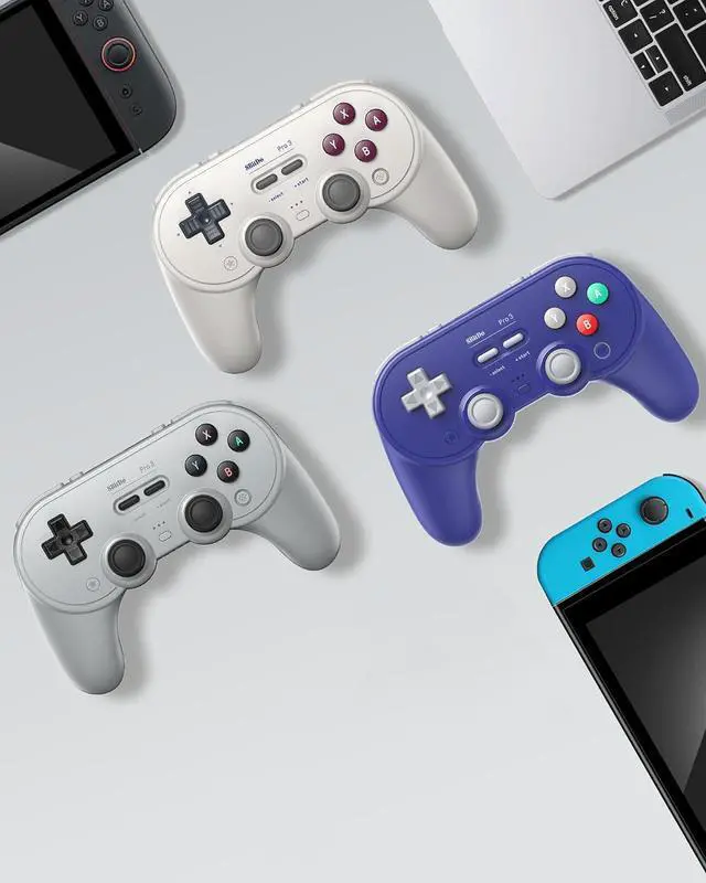 Alt view image 7 of 7 - 8Bitdo Pro 3 Bluetooth Controller for Switch/Switch 2 - TMR Joysticks, Swappable ABXY Buttons, Pro Back Buttons, Charging Dock, Hall Effect Triggers, Windows/Apple/Android Classic