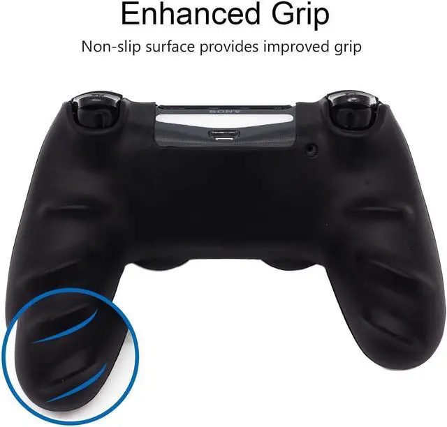 Alt view image 5 of 7 - Skin for PS4 Controller, BRHE Anti-Slip Grip Silicone Cover Protector Case Compatible with PS4 Slim/Pro Wireless/Wired Gamepad Controller with 2 Dragon Carving Thumb Grip Caps Blue