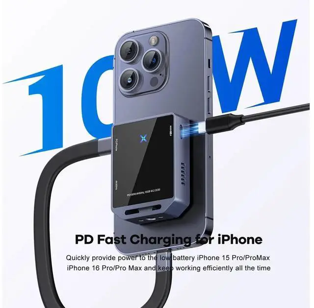 Alt view image 3 of 7 - M.2 NVMe 2230 SSD Enclosure for 10Gbps Small External Drive Case with HDMI(4K60Hz) & PD100W Function Supports ProRes Recording Built-in Cooling Fan