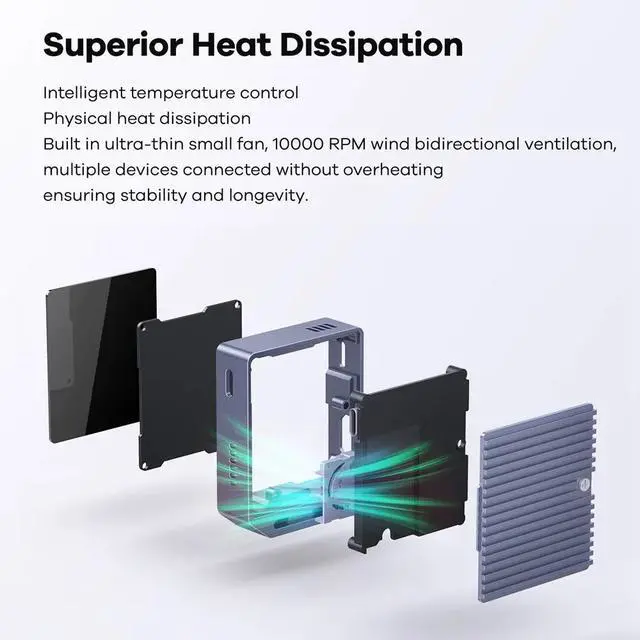 Alt view image 5 of 7 - M.2 NVMe 2230 SSD Enclosure for 10Gbps Small External Drive Case with HDMI(4K60Hz) & PD100W Function Supports ProRes Recording Built-in Cooling Fan