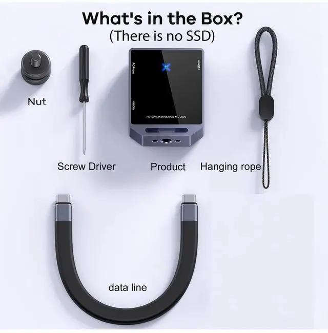 Alt view image 6 of 7 - M.2 NVMe 2230 SSD Enclosure for 10Gbps Small External Drive Case with HDMI(4K60Hz) & PD100W Function Supports ProRes Recording Built-in Cooling Fan