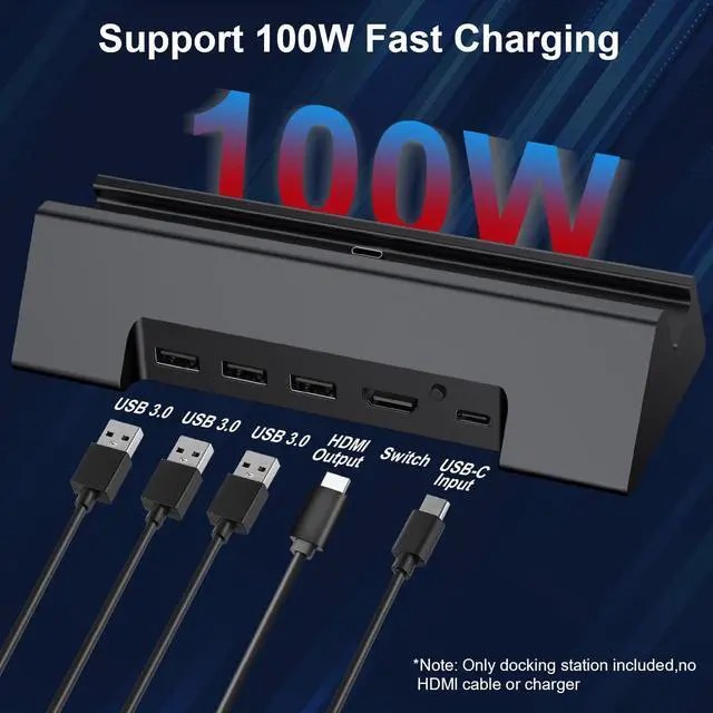 Alt view image 3 of 7 - TV Dock Station for Nintendo Switch 2/1/OLED, Portable TV Docking Station with 4K@120Hz HDMI Adapter/3 USB Port/Type C Port for Nintendo Switch 2/1/OLED,Support Latest System (v21.0.1)