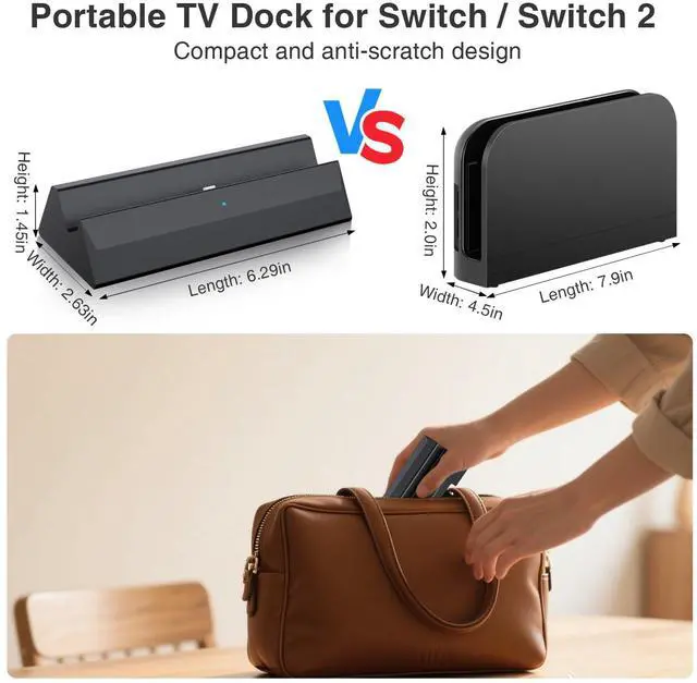 Alt view image 7 of 7 - TV Dock Station for Nintendo Switch 2/1/OLED, Portable TV Docking Station with 4K@120Hz HDMI Adapter/3 USB Port/Type C Port for Nintendo Switch 2/1/OLED,Support Latest System (v21.0.1)
