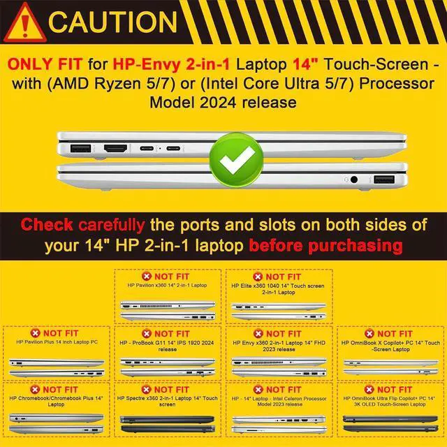 Alt view image 2 of 7 - BONAEVER Protective Case for 14" HP Envy X360 2-in-1 2K Touch-Screen Laptop 2024 Release- Shockproof Design Matte Finish Durable Cover with TPU Edges Scratch-Resistant Stylish