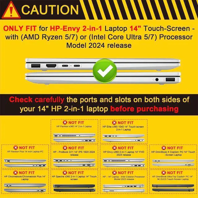 Alt view image 2 of 7 - BONAEVER Protective Case for 14" HP Envy X360 2-in-1 2K Touch-Screen Laptop 2024 Release- Shockproof Design Matte Finish Durable Cover with TPU Edges Scratch-Resistant Stylish Rose Red