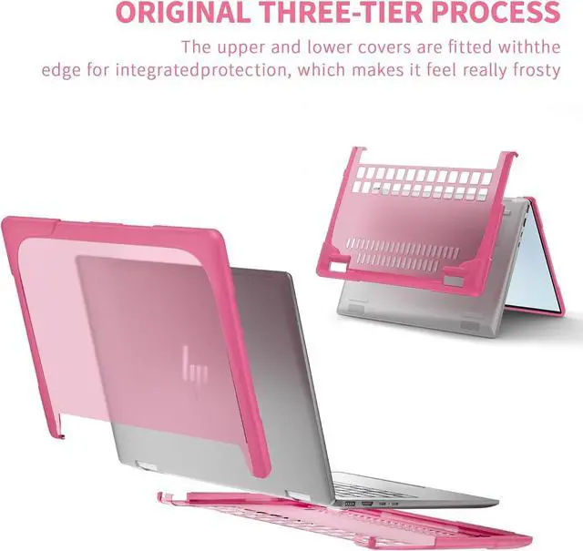 Alt view image 4 of 7 - BONAEVER Protective Case for 14" HP Envy X360 2-in-1 2K Touch-Screen Laptop 2024 Release- Shockproof Design Matte Finish Durable Cover with TPU Edges Scratch-Resistant Stylish Rose Red