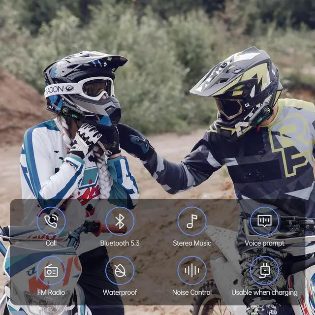 Alt view image 2 of 7 - Motorcycle Bluetooth Headset Speaker Skiing Earphone Waterproof Bluetooth Helmet Headset with Noise Cancellation Ultra-Thin Wireless Bluetooth Headphones for All Helmets