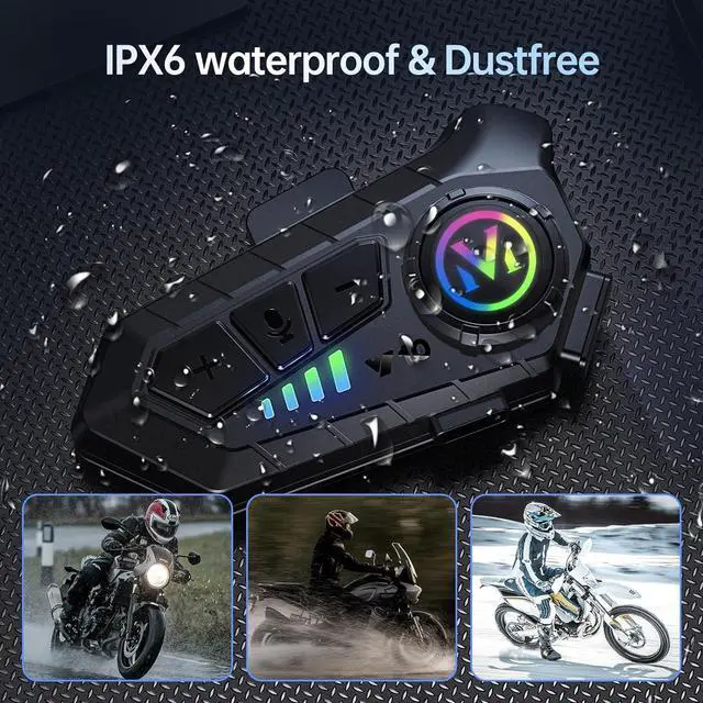 Alt view image 3 of 7 - Motorcycle Bluetooth Headset Speaker Skiing Earphone Waterproof Bluetooth Helmet Headset with Noise Cancellation Ultra-Thin Wireless Bluetooth Headphones for All Helmets