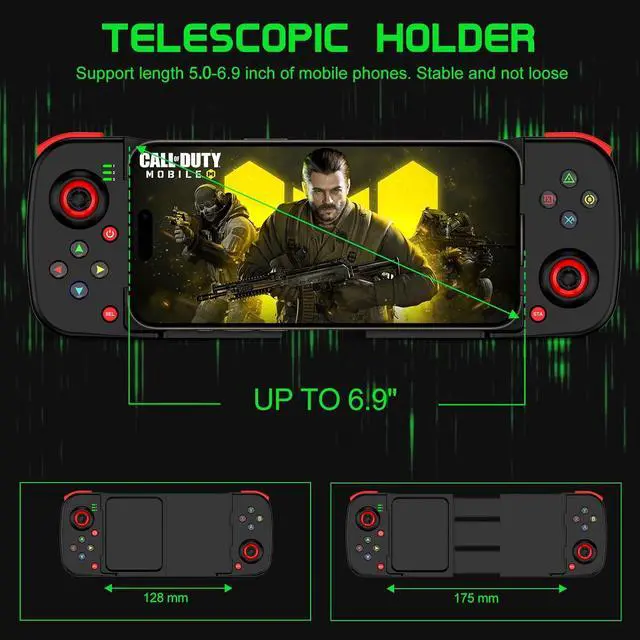 Alt view image 3 of 7 - Phone Controller for iPhone/Android Support Phone Case, Mobile Gaming Controller with Ergonomic Design - Wireless Gamepad for Cloud Gaming & PS Remote Play