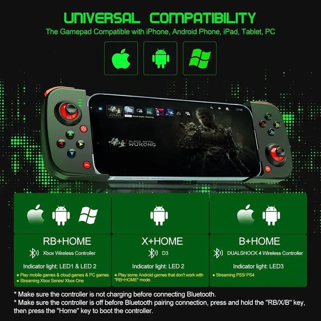 Alt view image 5 of 7 - Phone Controller for iPhone/Android Support Phone Case, Mobile Gaming Controller with Ergonomic Design - Wireless Gamepad for Cloud Gaming & PS Remote Play