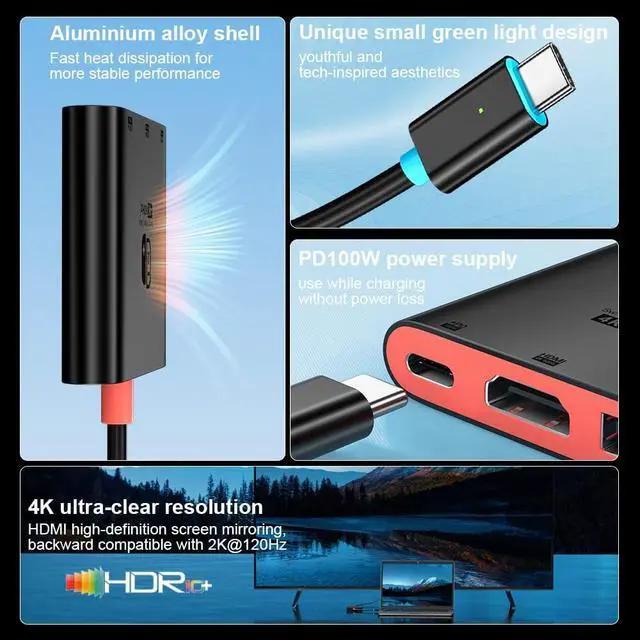 Alt view image 2 of 7 - Switch 2 Dock for Nintendo Switch 2 (2025), Switch 2 TV Adapter Support 4K/60Hz HDMI 2.0A Adapter, PD100W USB 3.0 Port, Compatible with Switch 2/Switch/OLED