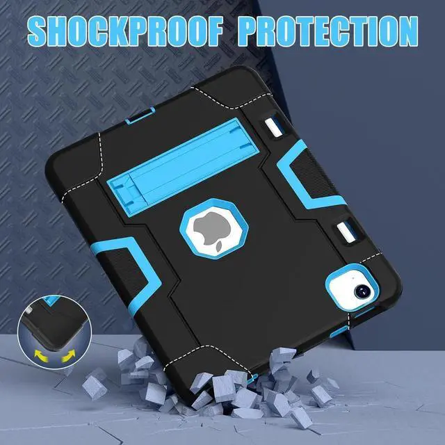 Alt view image 4 of 7 - BONAEVER Case for iPad Air 11 inch M4 2026 / M3 2025 / iPad Air 11 M2 2024 with Pencil Holder Heavy Duty Rugged Protective Cover with Kickstand Stylus Pen Blue