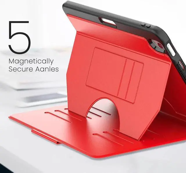 Alt view image 2 of 7 - Case For iPad Air 8th 7th 6th Generation 11 inch M4 M3 M2 2026 2025 2024, Smart Magnetic Auto Sleep Shockproof Cover with Multi-Angles Stand, Pen Holder, Card Slot Red
