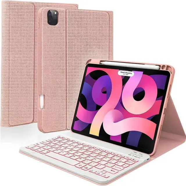 Main image of Keyboard Case for iPad Air 11 Inch M4 2026/M3 2025/M2 2024, iPad Air 5th/4th Gen 10.9 inch 2022/2020, iPad Pro 11 inch 4th 3rd 2nd 1st Gen 2022/2021/2020/2018 with Backlits Pencil Holder Pink