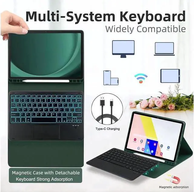 Alt view image 3 of 7 - Keyboard Case for iPad Air 13 Inch M4 2026 M3 2025 M2 2024, iPad Pro 12.9 6th 2022/5th 2021/4th 2020/3rd 2018 Gen, Detachable Bluetooth Keyboard with Trackpad 7 Colors RGB Backlit, Pencil Holder