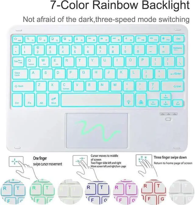 Alt view image 3 of 7 - Keyboard Case for iPad Air 13 Inch M4 2026 M3 2025 M2 2024, iPad Pro 12.9 6th 2022/5th 2021/4th 2020/3rd 2018 Gen, Detachable Bluetooth Keyboard with Trackpad 7 Colors RGB Backlit, Pencil Holder Pink