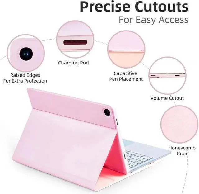 Alt view image 6 of 7 - Keyboard Case for iPad Air 13 Inch M4 2026 M3 2025 M2 2024, iPad Pro 12.9 6th 2022/5th 2021/4th 2020/3rd 2018 Gen, Detachable Bluetooth Keyboard with Trackpad 7 Colors RGB Backlit, Pencil Holder Pink