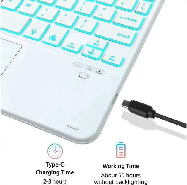 Alt view image 5 of 7 - Keyboard Case for iPad Air 13 Inch M4 2026 M3 2025 M2 2024, iPad Pro 12.9 6th 2022/5th 2021/4th 2020/3rd 2018 Gen, Detachable Bluetooth Keyboard with Trackpad 7 Colors RGB Backlit, Pencil Holder Pink