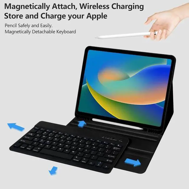 Alt view image 3 of 7 - Keyboard Case with Mouse for iPad Air 13 inch M4 M3 M2 2026 2025 2024 / iPad Pro 12.9 inch 6th 5th 4th 3rd Generation 2022 2021 2020 2018 - Wireless Detachable Keyboard- Pencil Holder